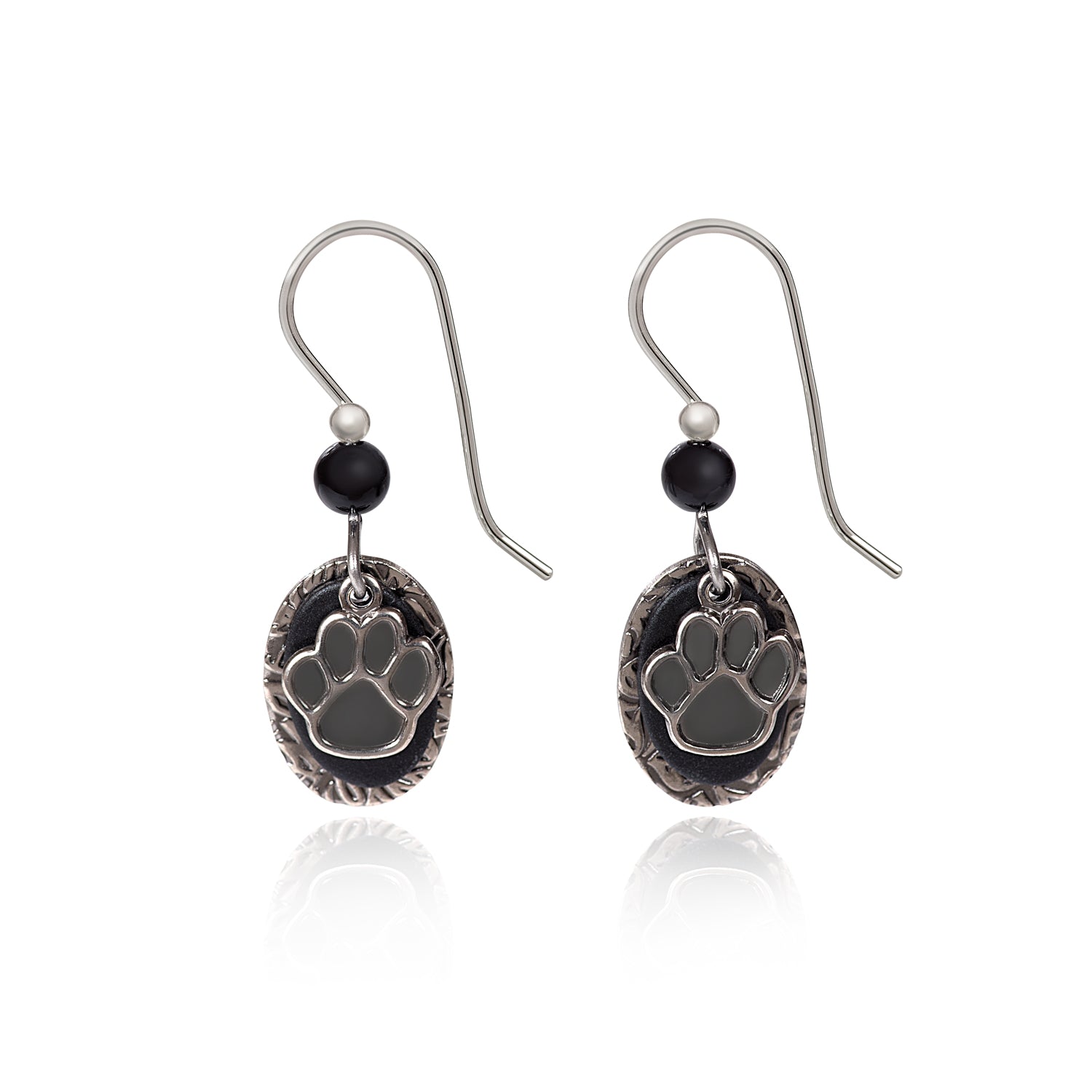 Silver Forest Paw Print Earrings