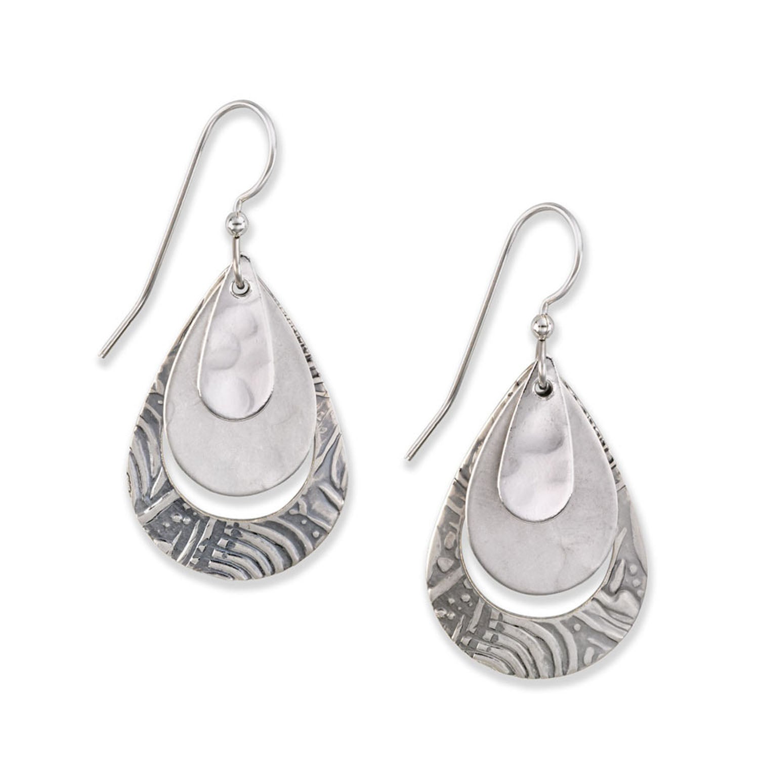 Silver Forest Dramatic Silver Teardrop Layered Earrings