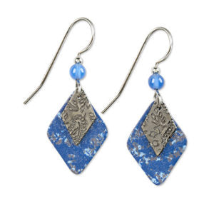 Silver Forest Layered Blue Diamond Charm Earrings