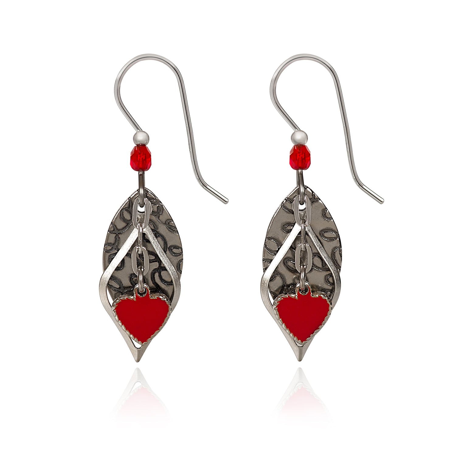 Silver Forest Heart Earrings