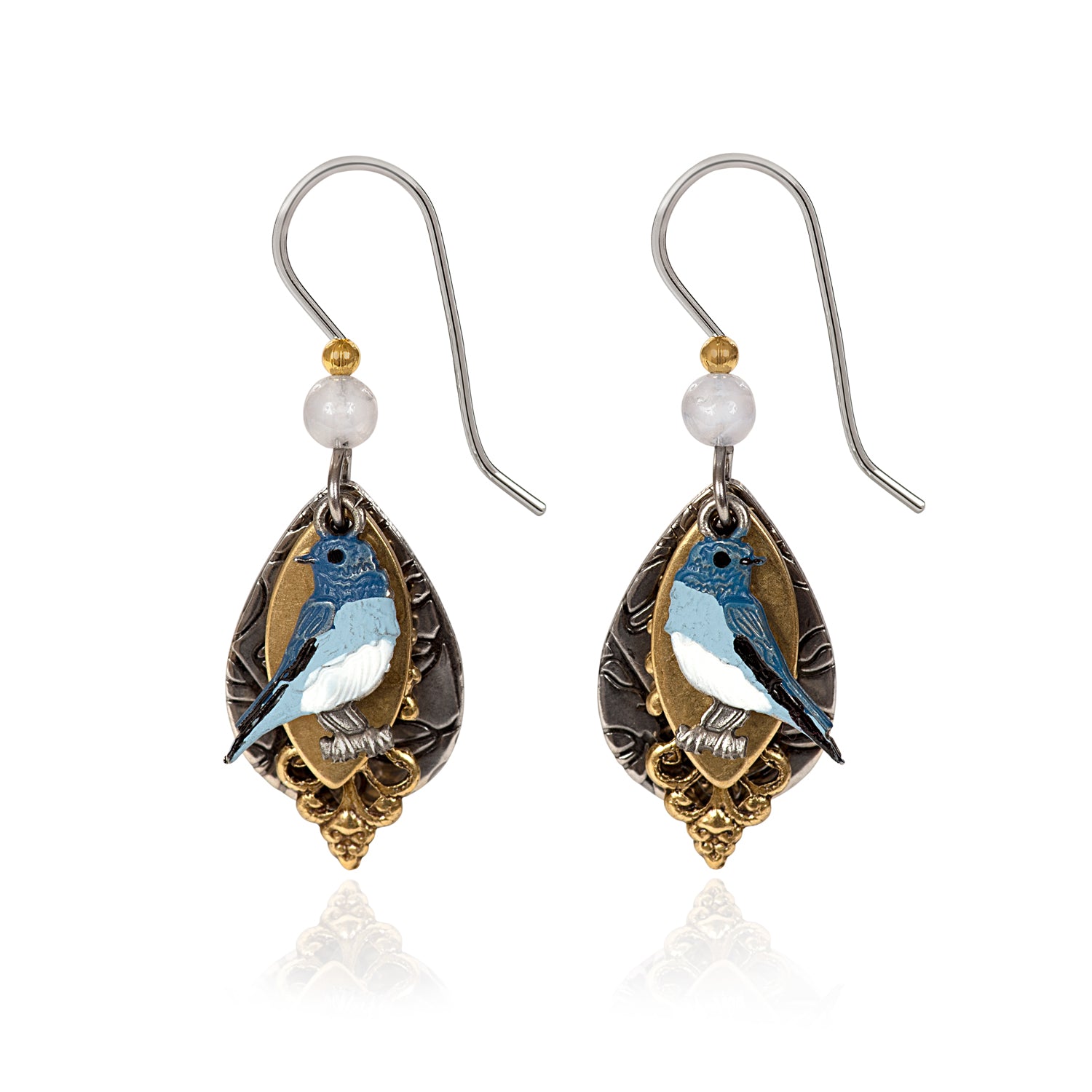 Silver Forest Bluebird Earrings