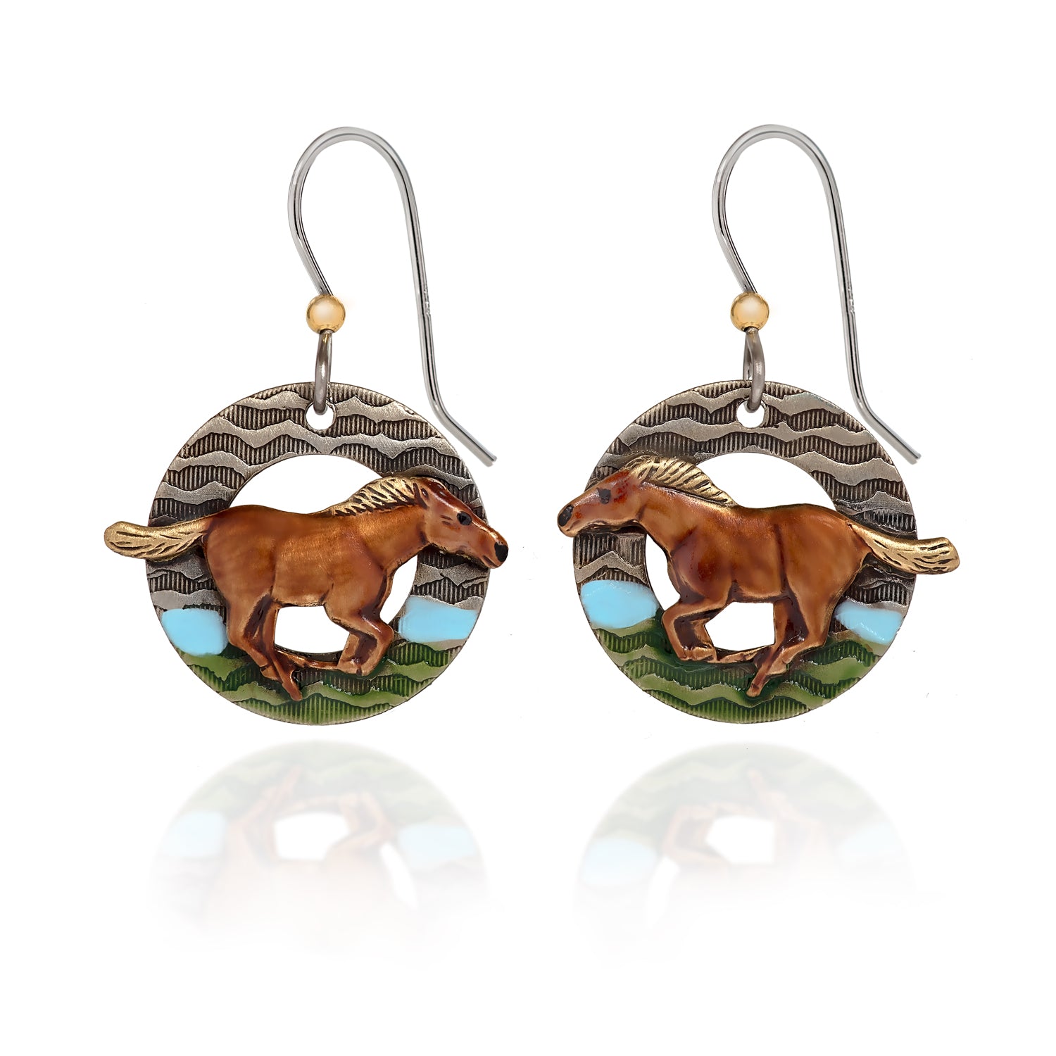 Silver Forest Horse Earrings