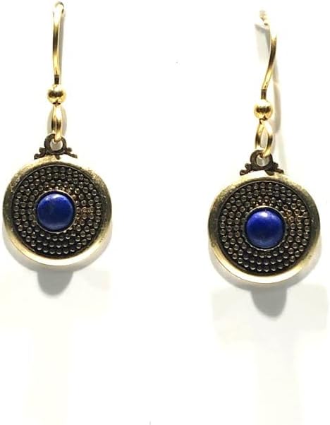 Silver Forest Lapis Circle Earrings