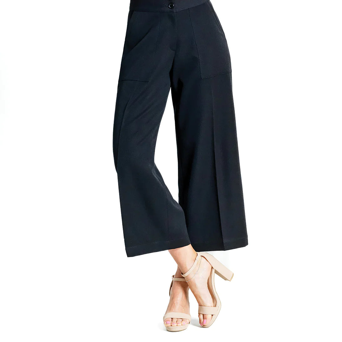 Clara Sunwoo Woven Twill - Zip Closure Front Pocket Cropped Trouser - Black