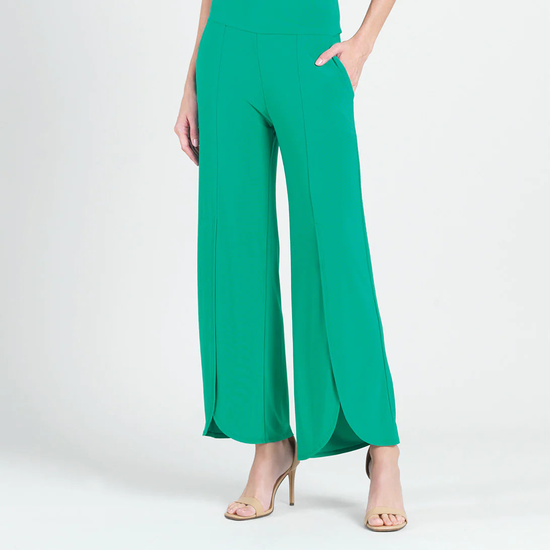 Clara Sunwoo Front Slit Ankle Petal Pant - Emerald