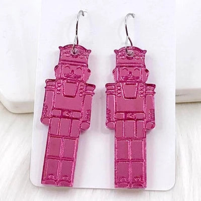 Pink Christmas Nutcracker Earrings