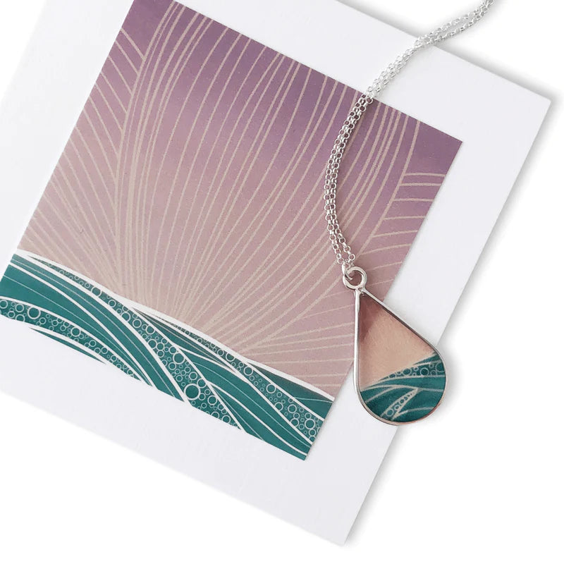 Abstract Ocean "Pink Pipeline" Necklace