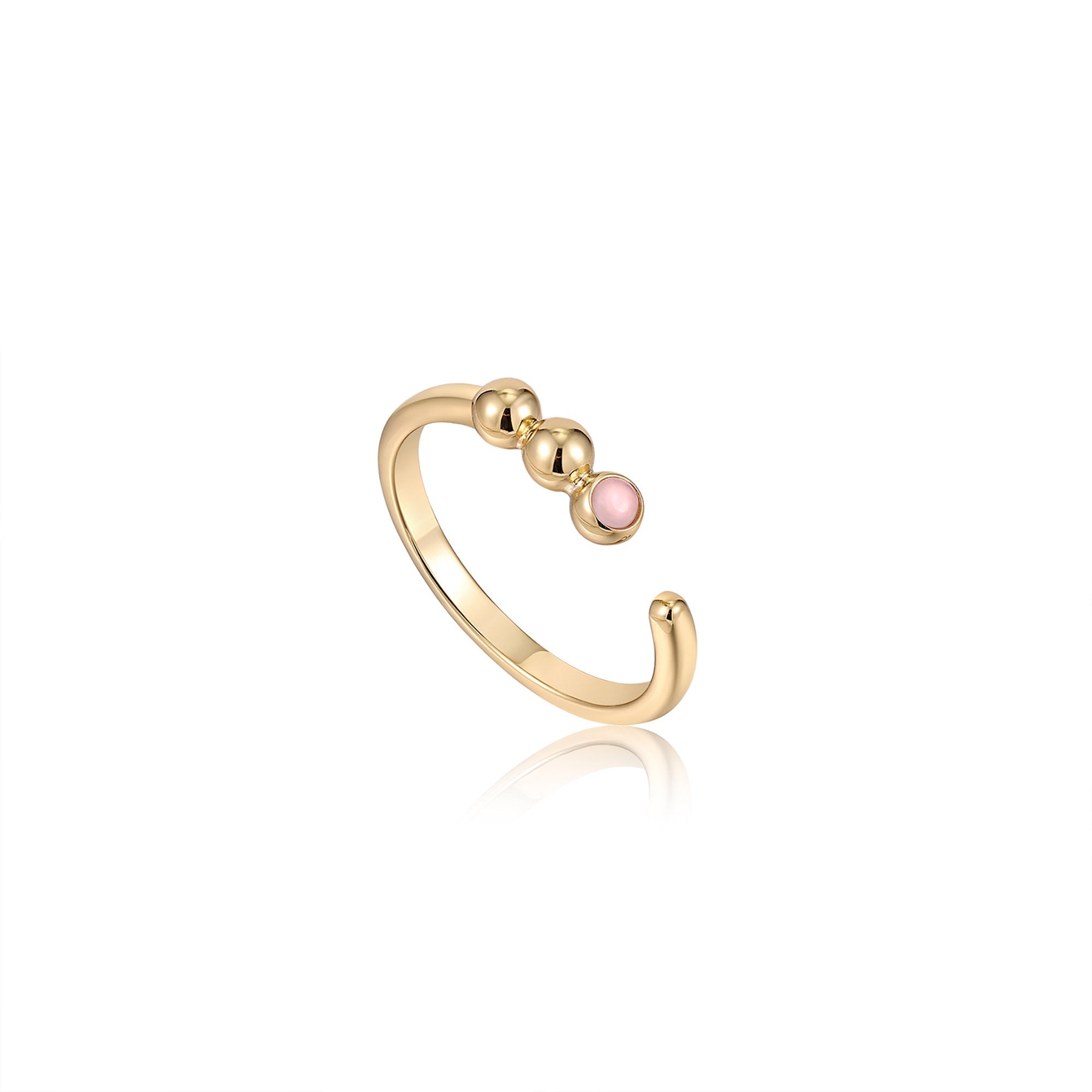 Ania Haie Gold Orb Rose Quartz Adjustable Ring