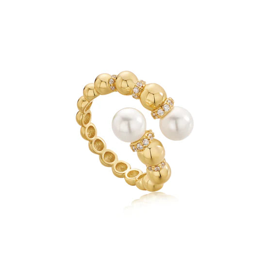 Ania Haie Gold Pearl Sparkle Wrap Ring