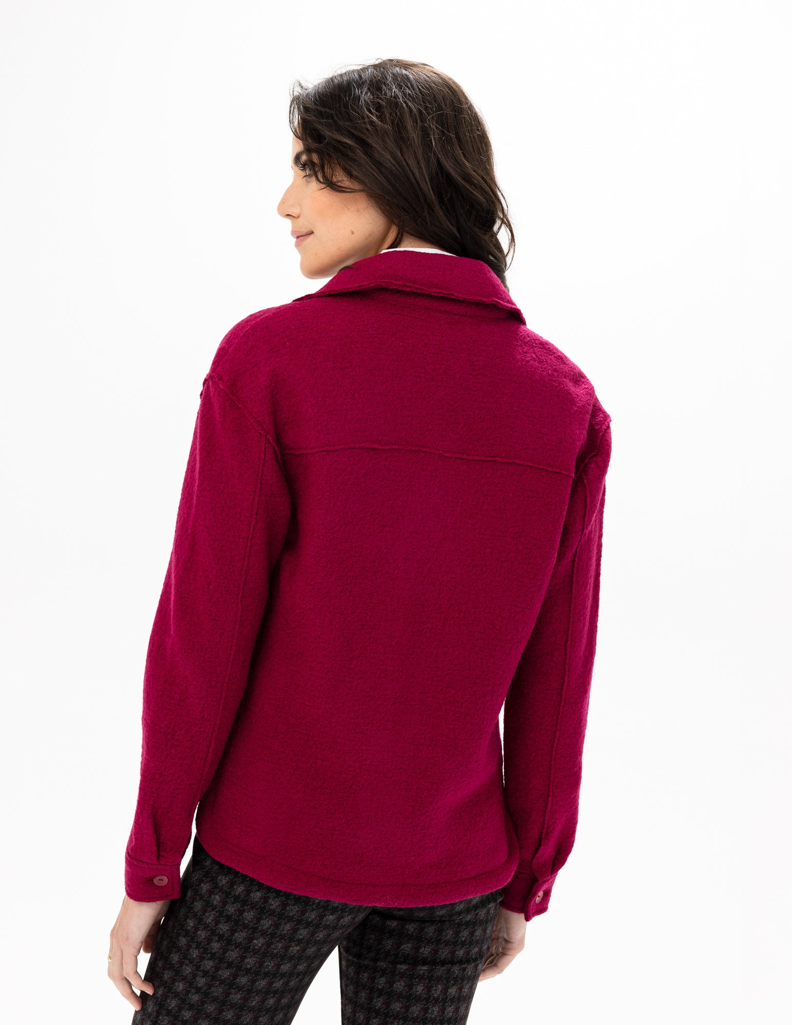 Renuar Boiled Wool Blend Beet Red Knit Jacket