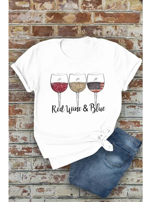 Red Wine & Blue 4th of July Tee