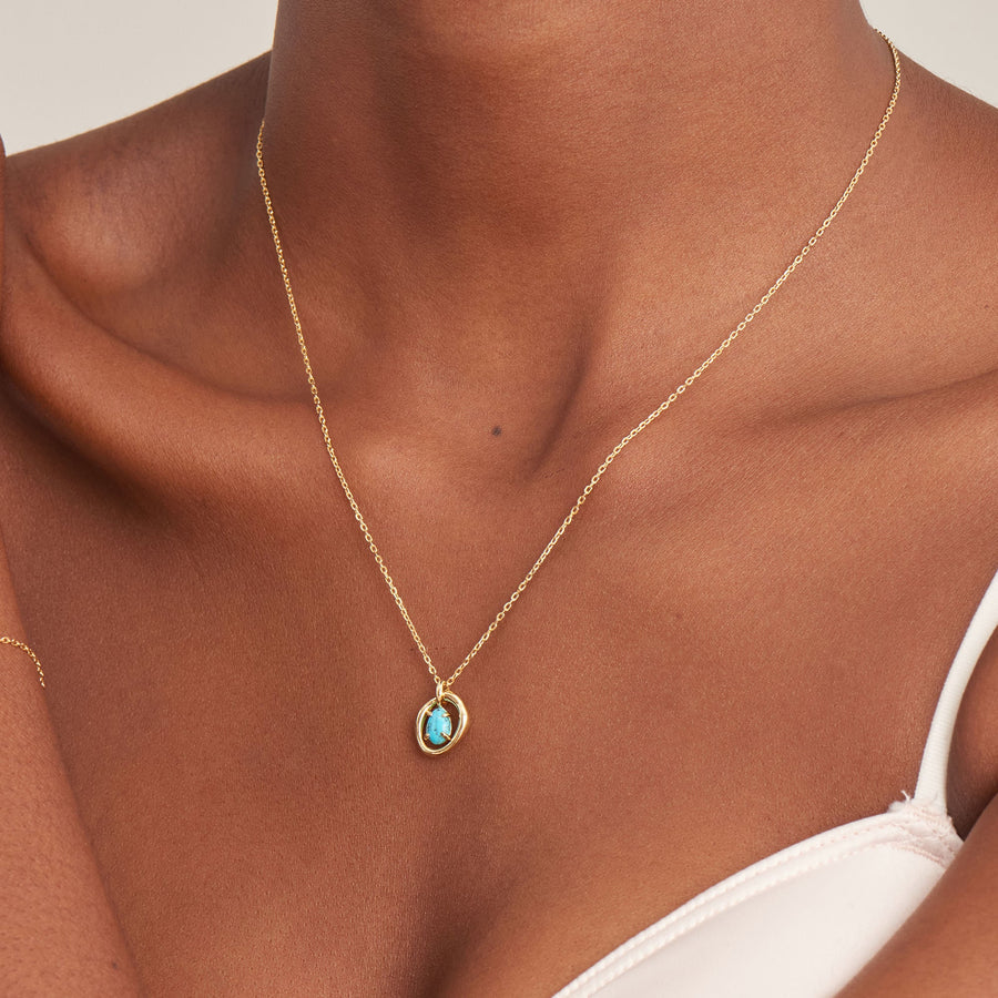 Ania Haie Turquoise Wave Circle Pendant Necklaces