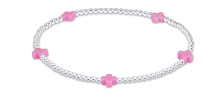 enewton Signature Cross Small 2mm | Sterling Bracelet | Bright Pink