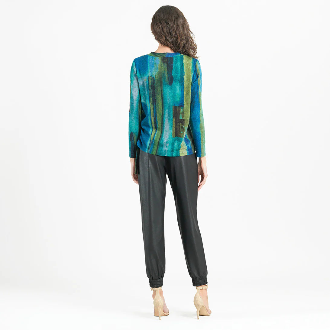 Clara Sunwoo Lightweight Cozy - Side Pull-Tie Sweater Top - Paint Stroke