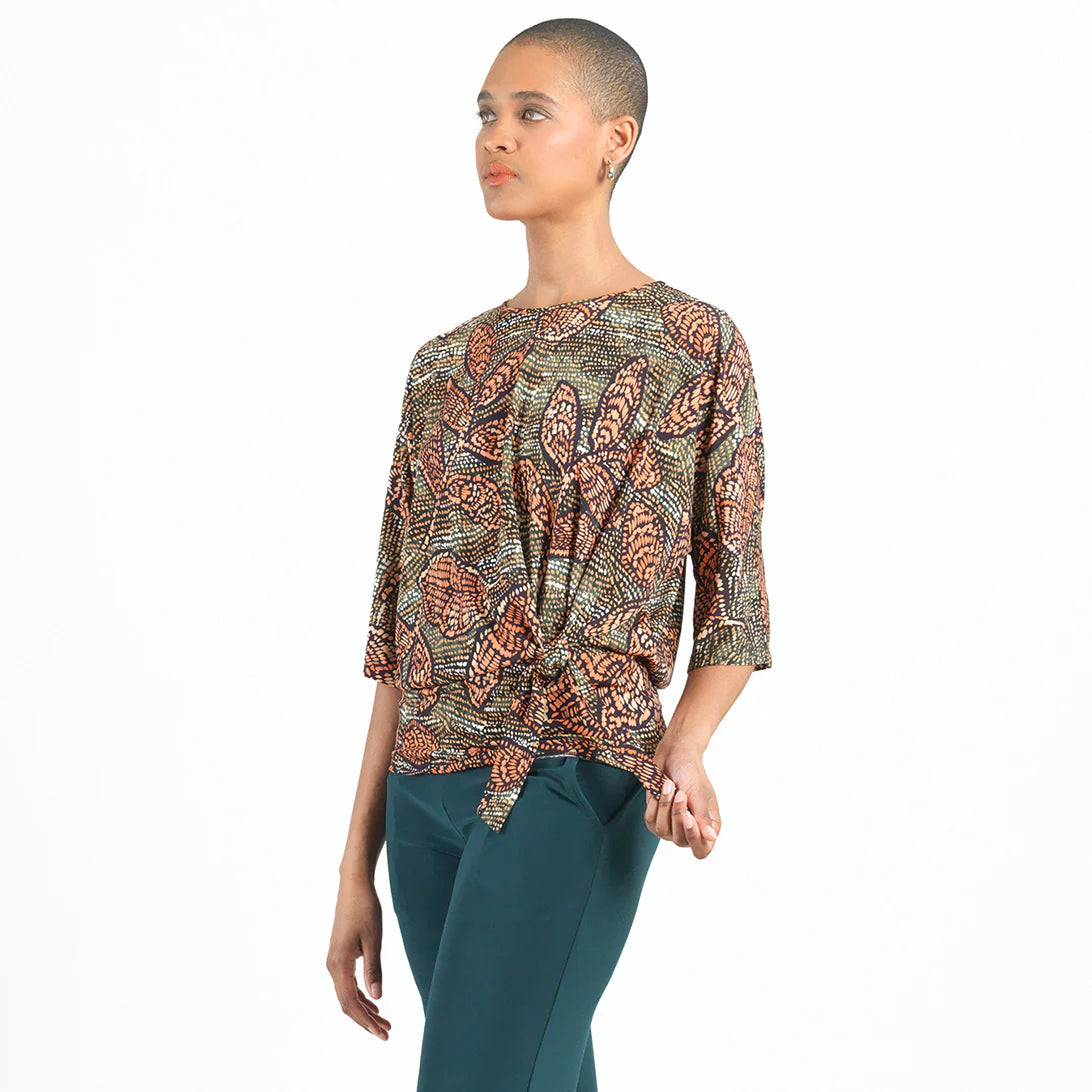 Clara Sunwoo Side Tie Top - Mosaic Leaves