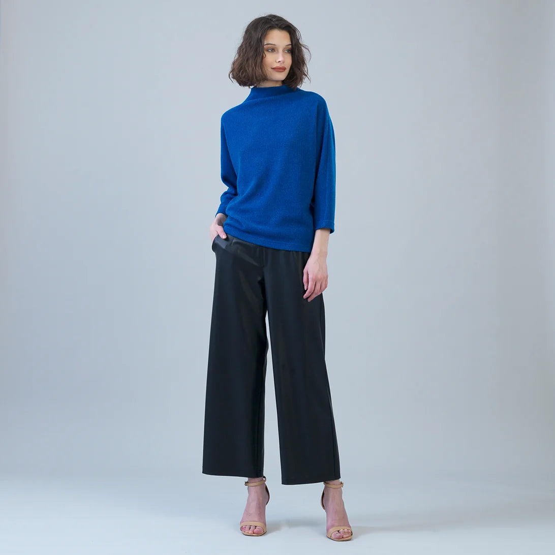 Clara Sunwoo Plush Ribbed - Funnel Neck Sweater | Cobalt