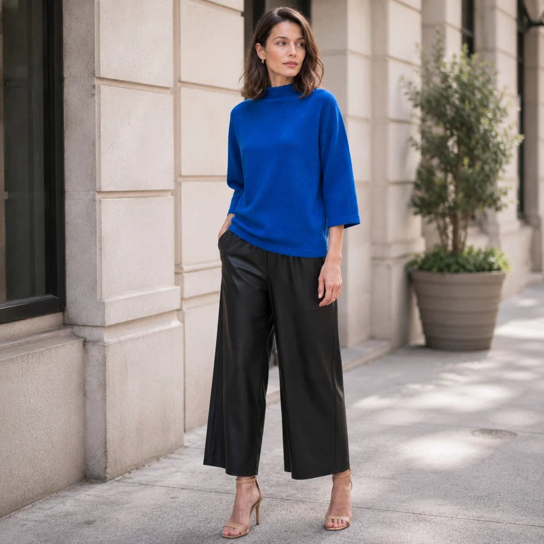 Clara Sunwoo Plush Ribbed - Funnel Neck Sweater | Cobalt