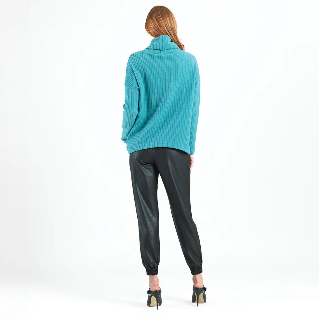 Clara Sunwoo Chunky Ribbed - Tipped Hem Sweater Top - Teal