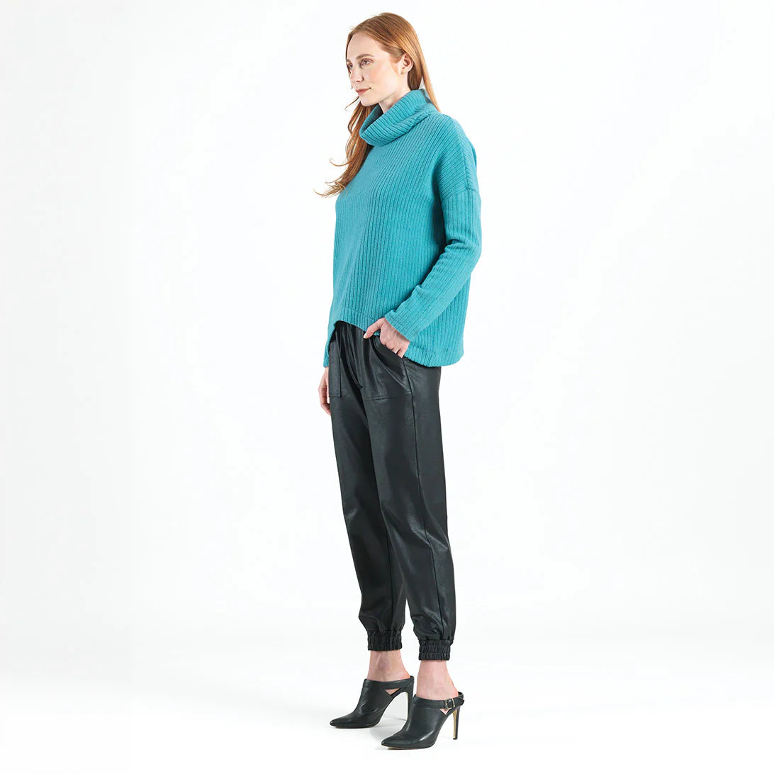 Clara Sunwoo Chunky Ribbed - Tipped Hem Sweater Top - Teal