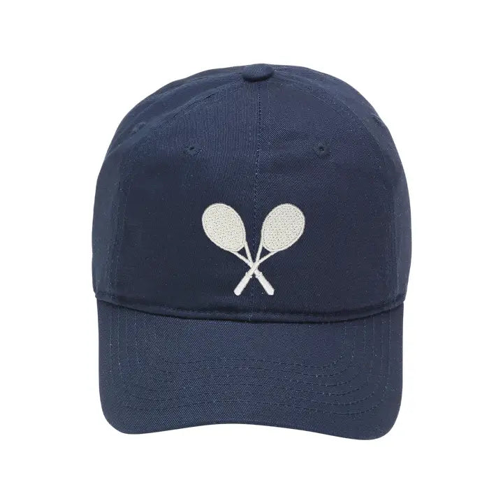 Embroidered Tennis Racket Navy Cap