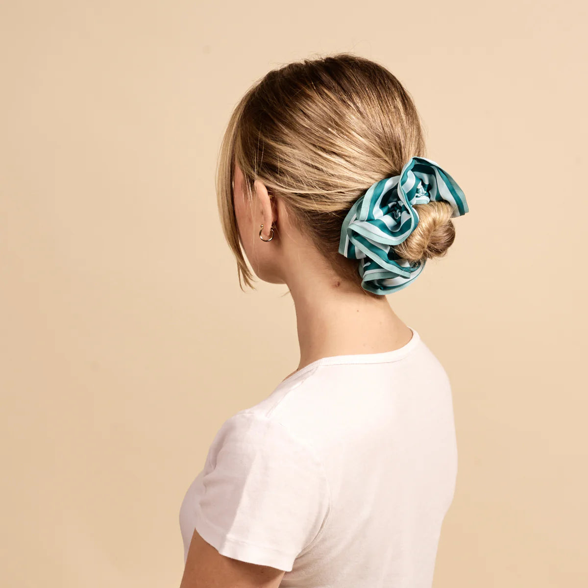 Ruffle Up Scrunchie | Sicily Stripes Teal