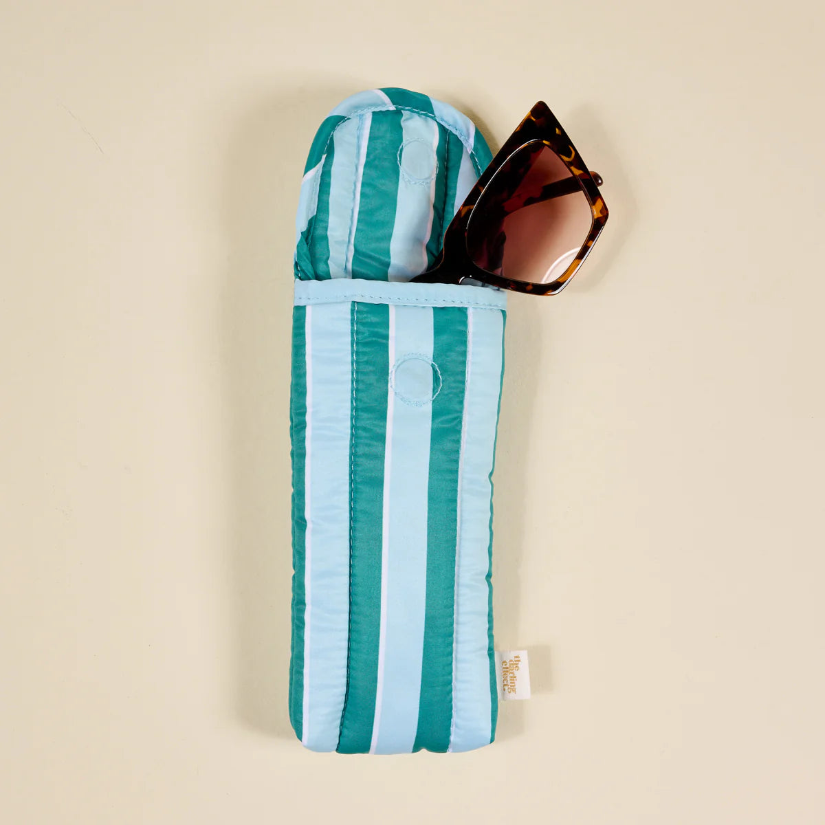 Puffy Sunglasses Case | Sicily Stripes Teal