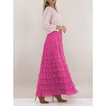 A - Line High Rise Tulle Maxi Flare Skirt ,Fuchsia - Juli's Wearable Art