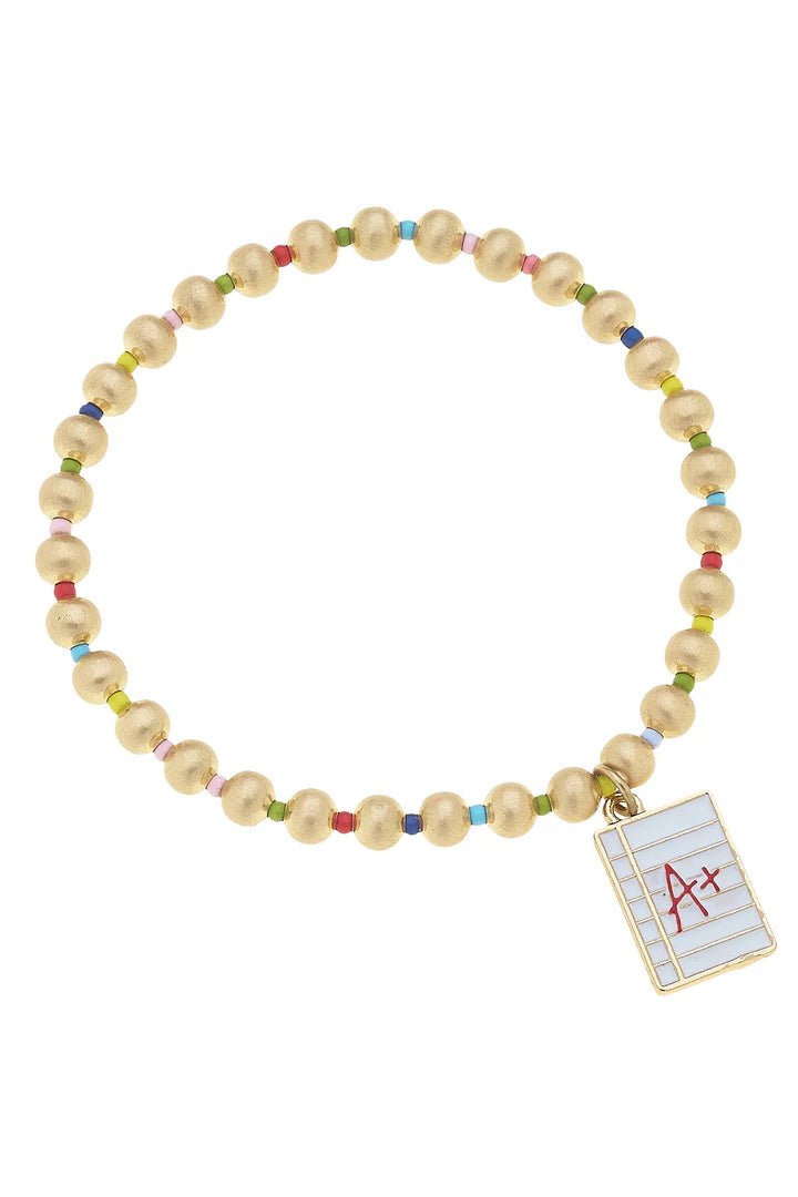 A+ Student Rainbow Ball Bead Stretch Bracelet in Multi - Juli's Wearable Art