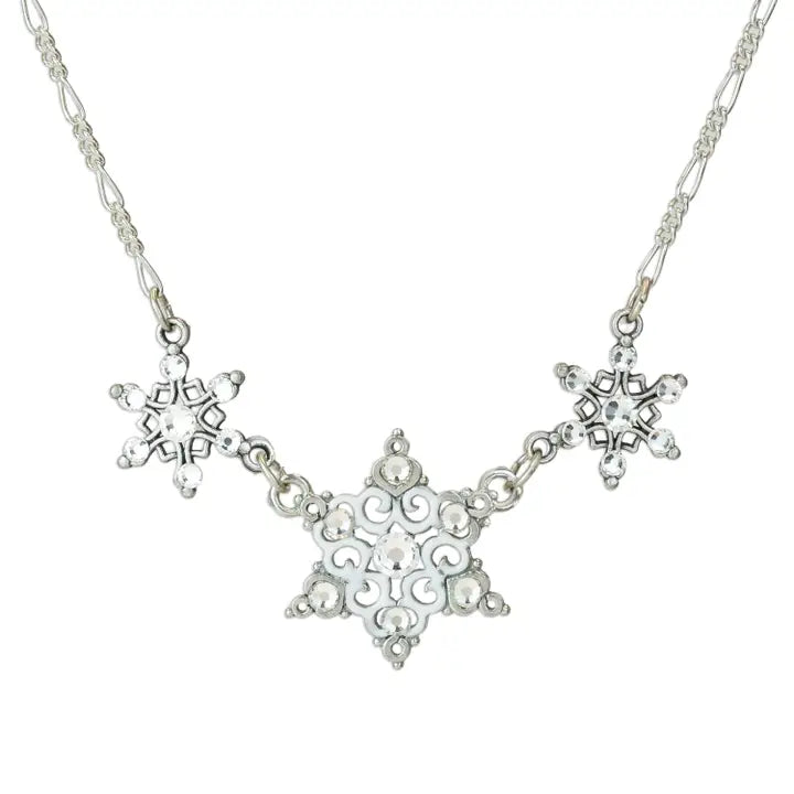 Anne Koplik Stellar Scroll Snowflake Crystal Necklace