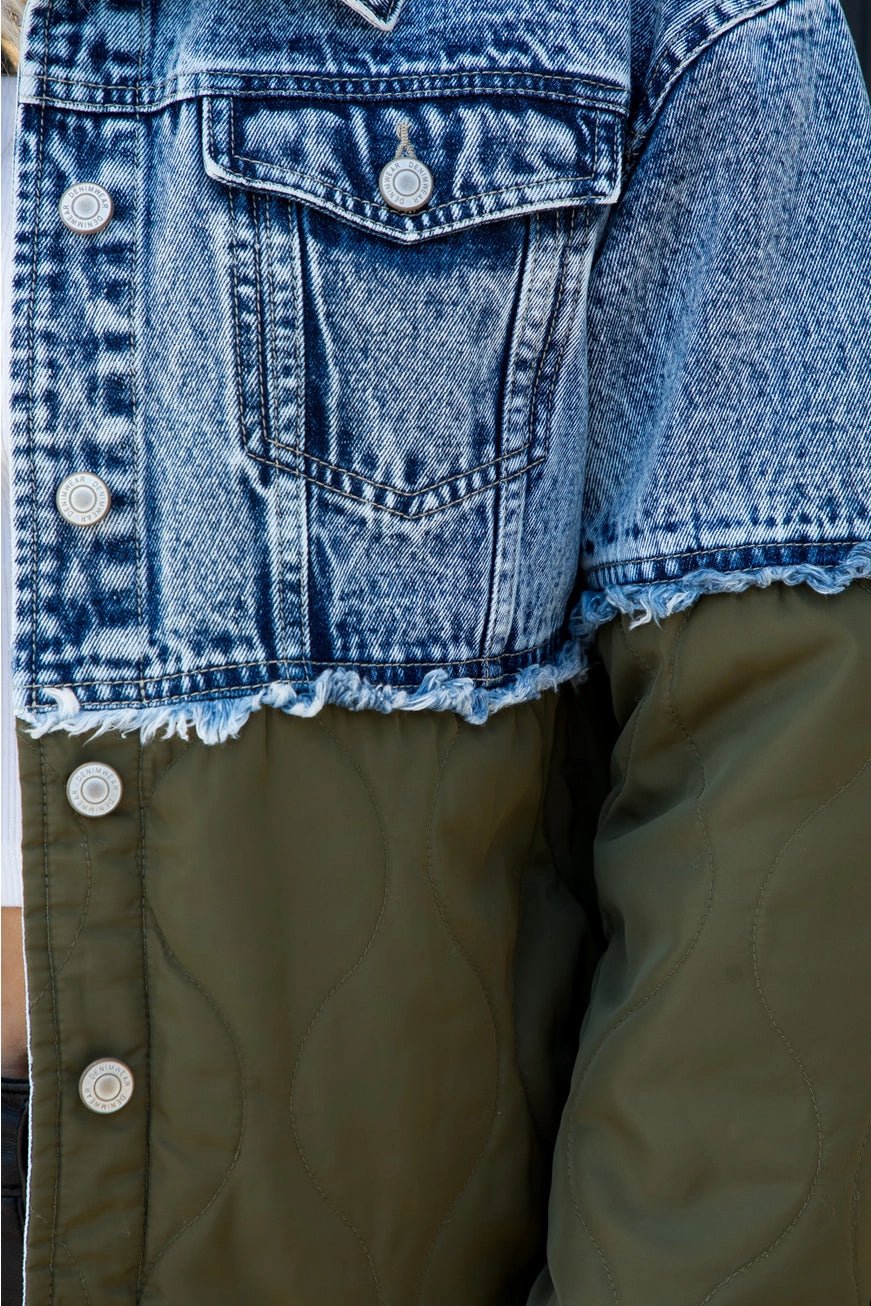 Acid Wash Denim with Onion Quilted Mixed Jacket - Juli's Wearable Art