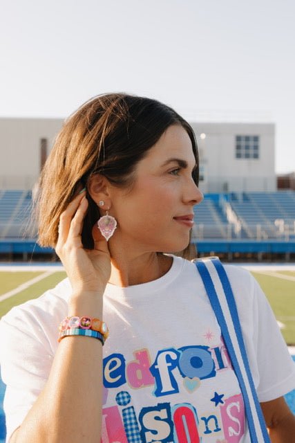 Acrylic Bedford Bison Head Earrings | Pink