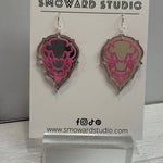 Acrylic Bedford Bison Head Earrings | Pink - Juli's Wearable Art