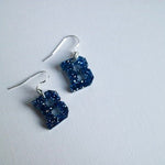 Acrylic Bedford Blue Glitter “B” Earrings - Juli's Wearable Art
