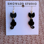 Acrylic Black Cat Earrings - Juli's Wearable Art