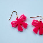 Acrylic Bow Earrings – Red or Pink - Juli's Wearable Art