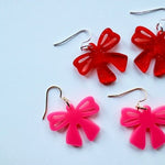 Acrylic Bow Earrings – Red or Pink - Juli's Wearable Art