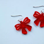 Acrylic Bow Earrings – Red or Pink - Juli's Wearable Art