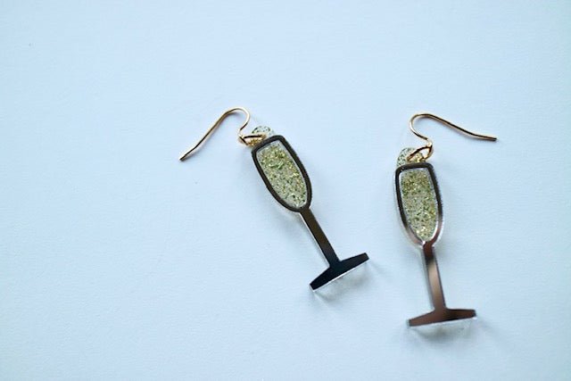 Acrylic Champagne Glass Earrings - Juli's Wearable Art