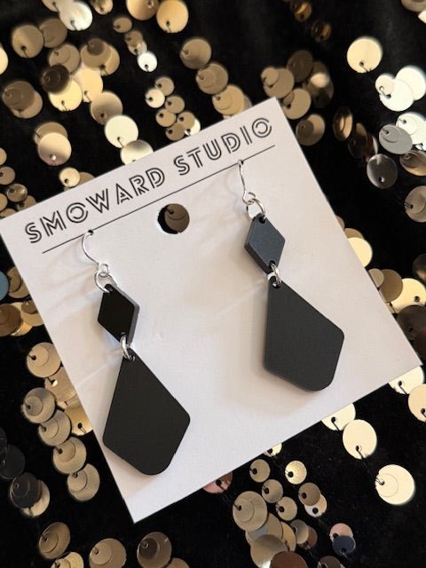 Acrylic Double Black Dainty Earrings - Juli's Wearable Art