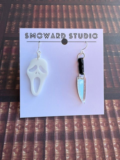 Acrylic Scream-Inspired Earring Set