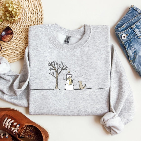 Snowman, Dog, & Santa Christmas Sweatshirt