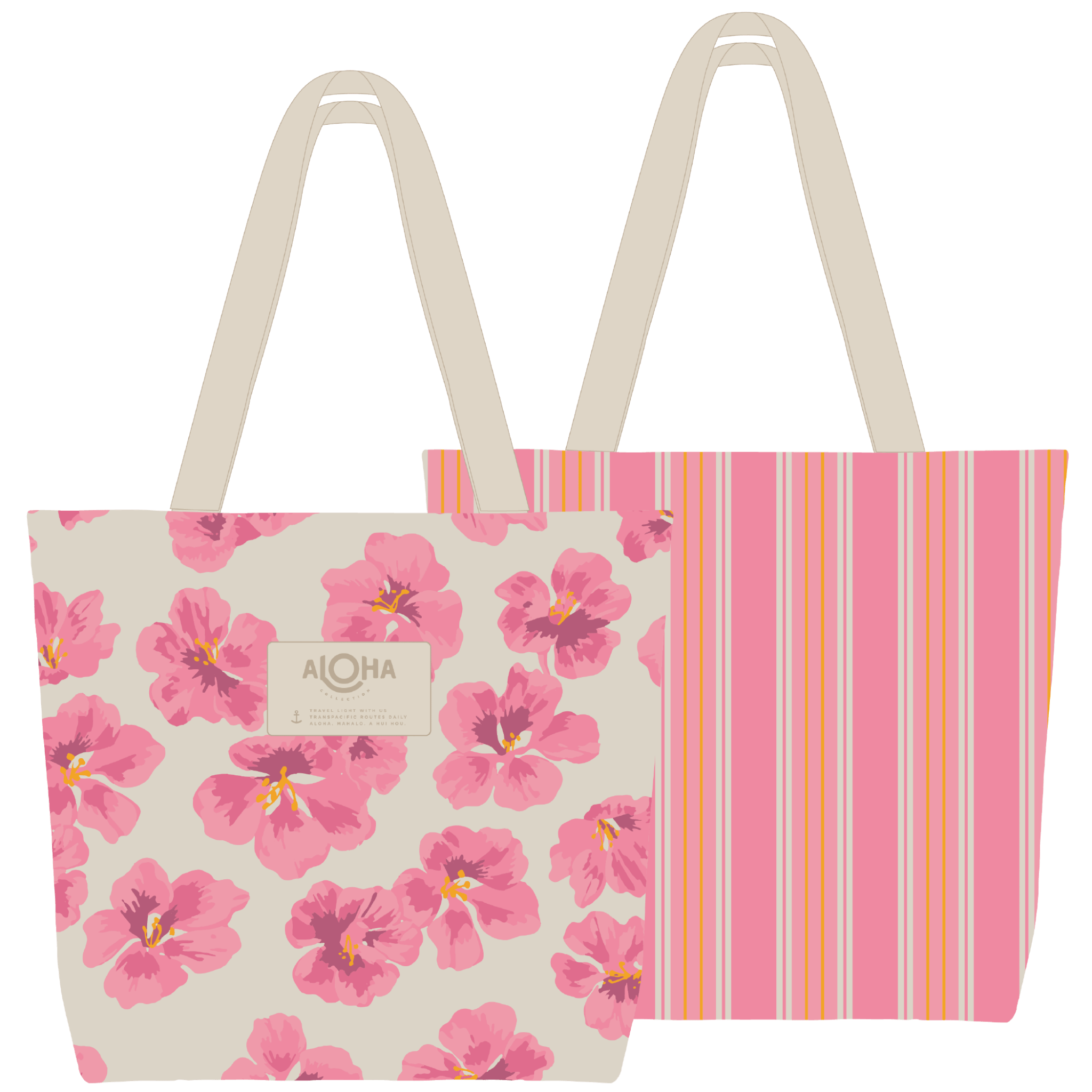 Aloha Flutter Reversible Tote | Blush - Juli's Wearable Art