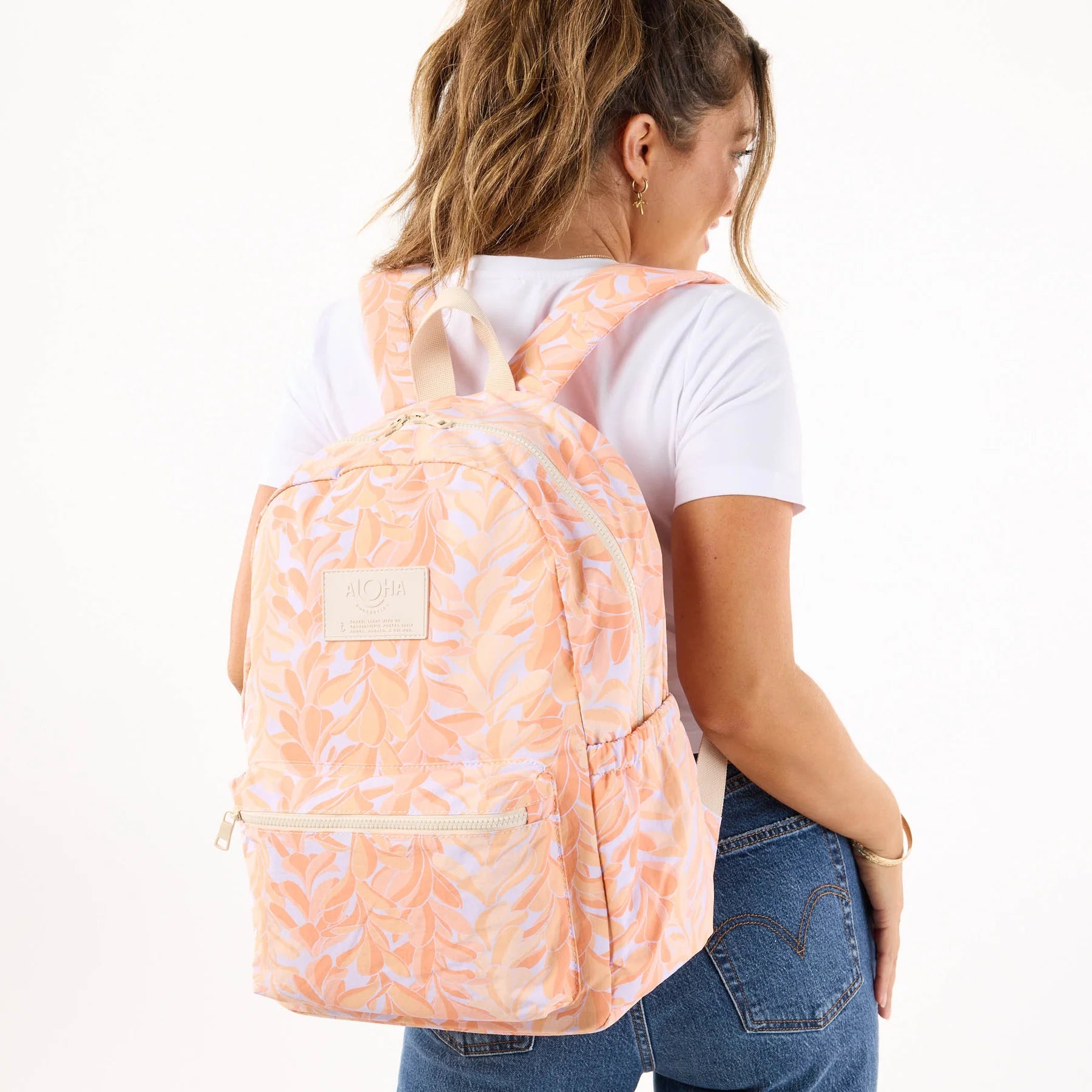 Aloha Keep It Light Backpack | Lei Stand | Peachy - Juli's Wearable Art