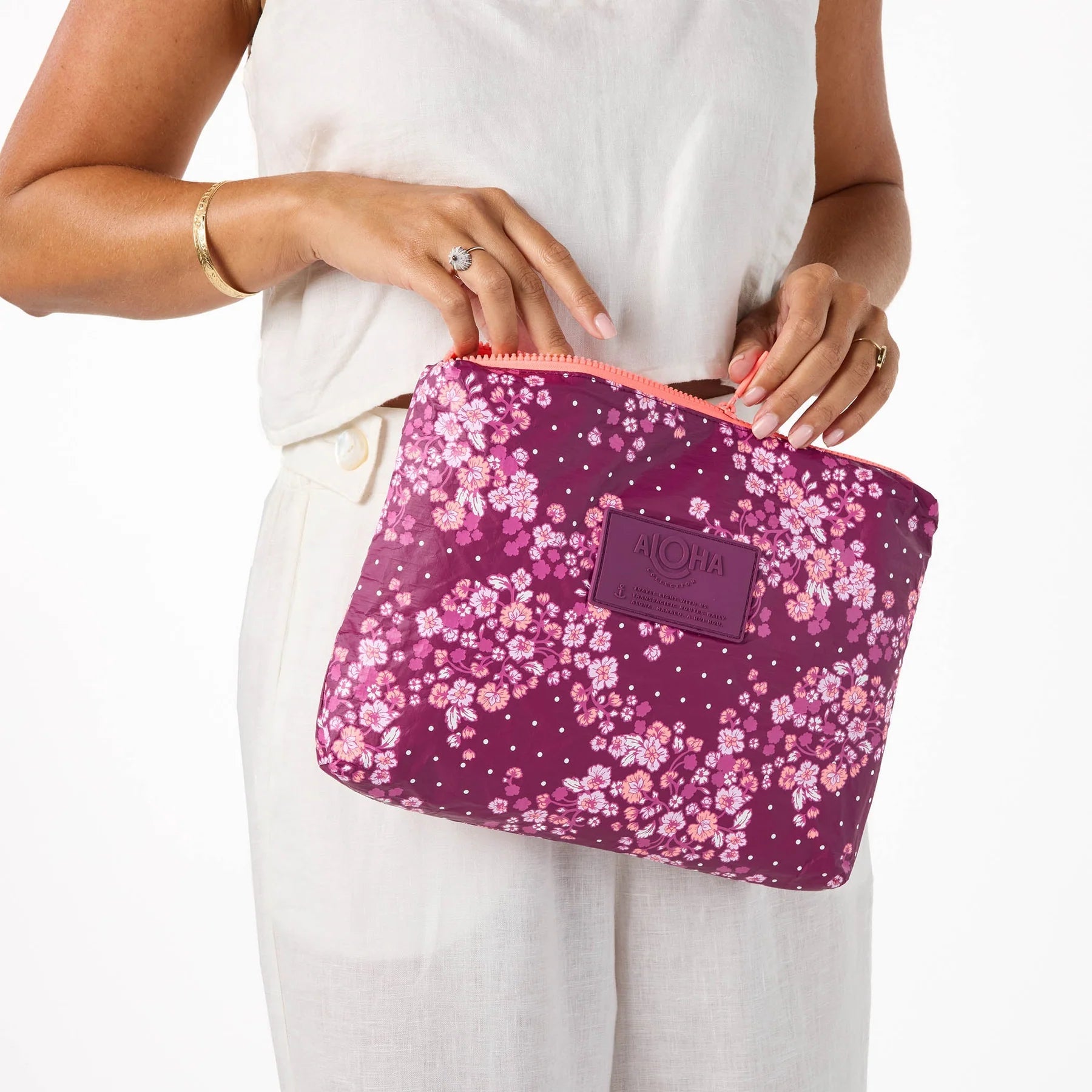 Aloha Mid Pouch | Wildflower | Tropical Plum - Juli's Wearable Art