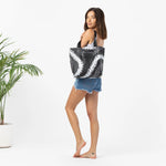 Aloha Puakenikeni Reversible Tote | White on Black - Juli's Wearable Art