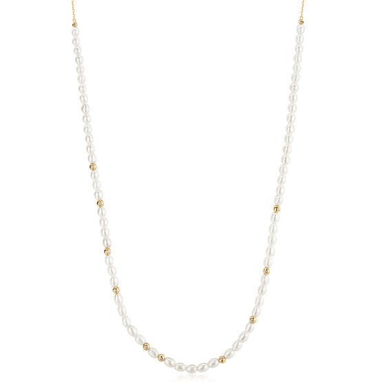Ania Haie Freshwater Pearl & White Cubic Zirconia Bezel Set Slider Necklace - Juli's Wearable Art