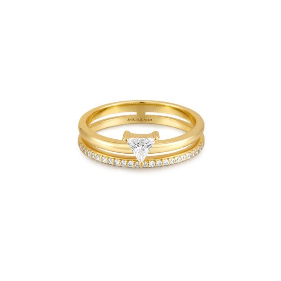 Ania Haie Gold Double White Triangle Stacker Ring - Juli's Wearable Art