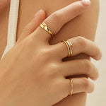 Ania Haie Gold Double White Triangle Stacker Ring - Juli's Wearable Art