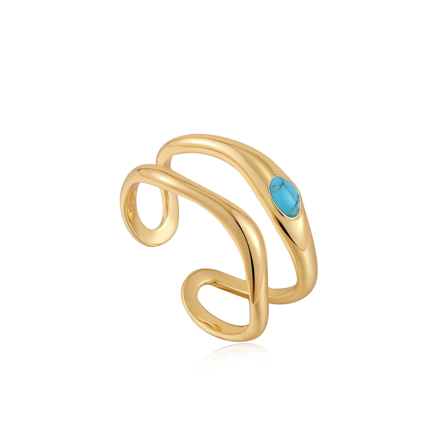 Ania Haie Turquoise Wave Double Band Adjustable Rings - Juli's Wearable Art