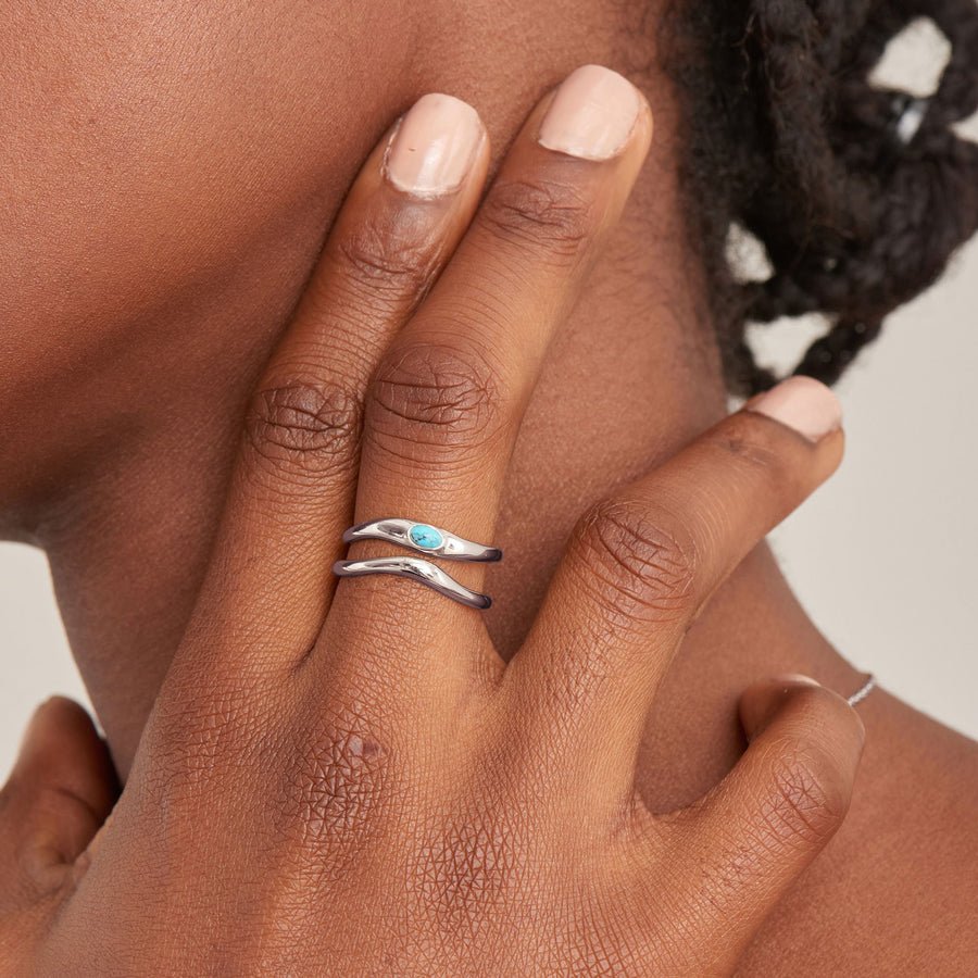 Ania Haie Turquoise Wave Double Band Adjustable Rings - Juli's Wearable Art